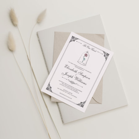Beauty And The Beast | Enchanted Rose Wedding Invitation