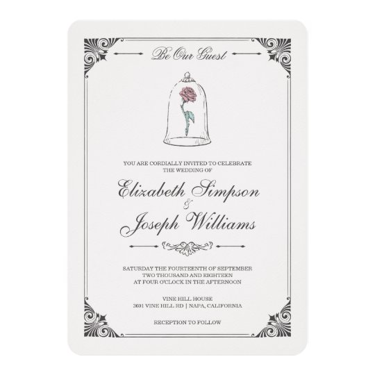 Beauty And The Beast Enchanted Rose Wedding Invitation Zazzle