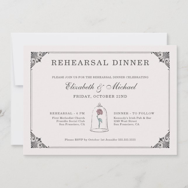 Beauty and the Beast | Enchanted Rose Wedding Invitation (Front)