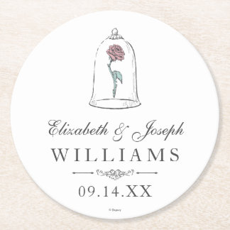 Beauty and the Beast | Enchanted Rose Wedding Round Paper Coaster