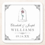 Beauty and the Beast | Enchanted Rose Wedding Square Paper Coaster