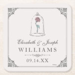 Beauty and the Beast | Enchanted Rose Wedding Square Paper Coaster