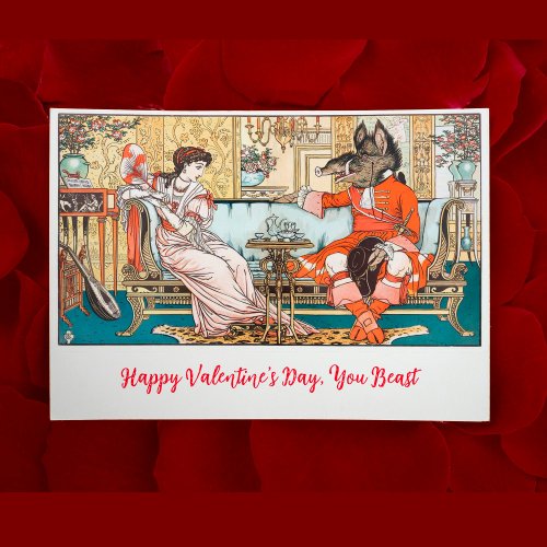 Beauty and the Beast Fairy Tale Art Cute Valentine Card