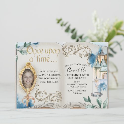 Beauty and the Beast Fairy Tale Book Photo Invitation