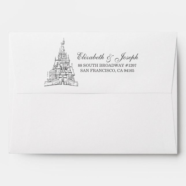 Beauty and the Beast | Fairy Tale Castle Wedding Envelope (Back (Top Flap))