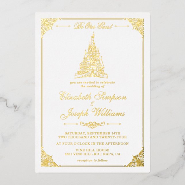 Beauty and the Beast | Fairy Tale Castle Wedding Foil Invitation (Front)