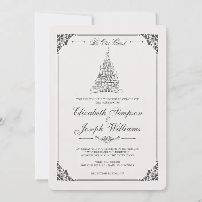 Beauty And The Beast Fairy Tale Castle Wedding Invitation Zazzle Com