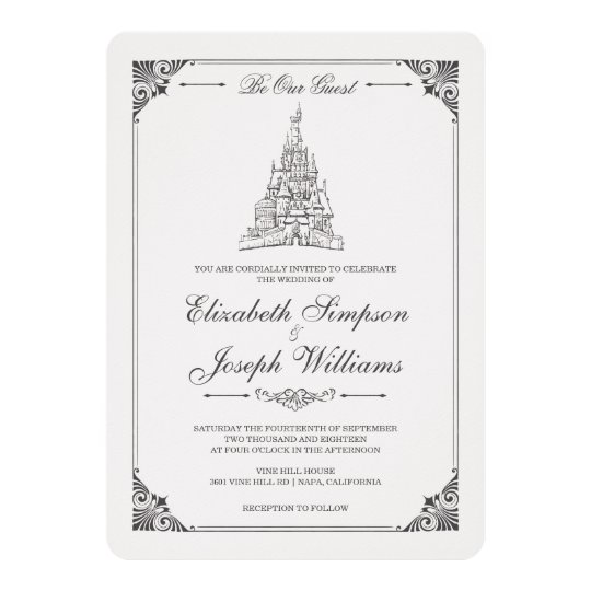 Beauty And The Beast Fairy Tale Castle Wedding Invitation