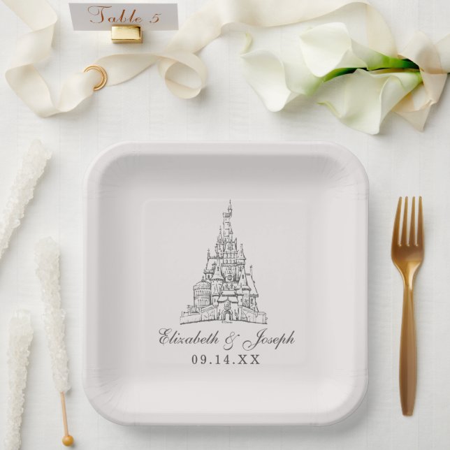Beauty and the Beast | Fairy Tale Castle Wedding Paper Plates (Wedding)