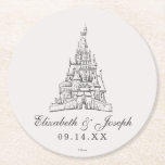 Beauty and the Beast | Fairy Tale Castle Wedding Round Paper Coaster