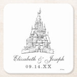 Beauty and the Beast | Fairy Tale Castle Wedding Square Paper Coaster