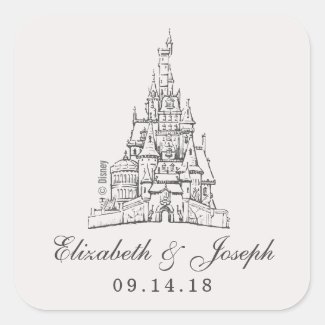 Beauty and the Beast | Fairy Tale Castle Wedding Square Sticker