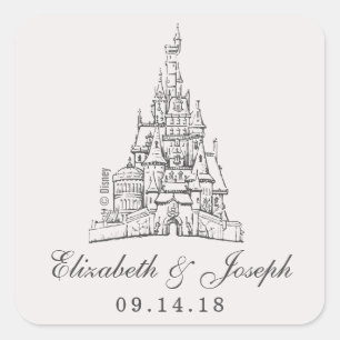 Beauty and the Beast   Fairy Tale Castle Wedding Square Sticker