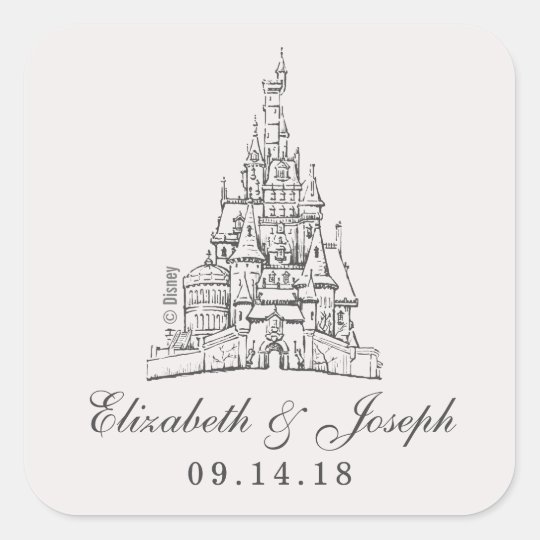 Beauty And The Beast Fairy Tale Castle Wedding Square Sticker