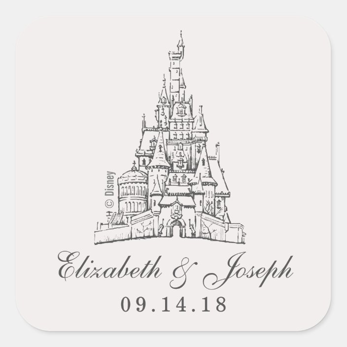 Beauty And The Beast Fairy Tale Castle Wedding Square Sticker Zazzle Com