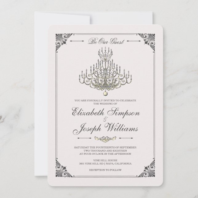 Beauty and the Beast | Fairy Tale Chandelier Weddi Invitation (Front)