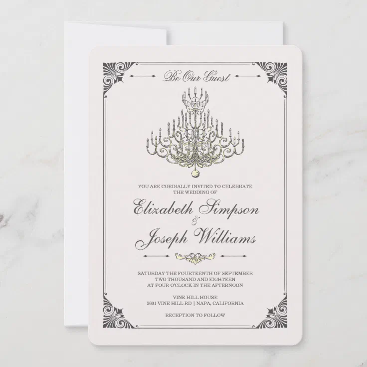 Beauty And The Beast Fairy Tale Chandelier Weddi Invitation Zazzle
