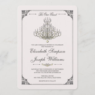 Beauty and the Beast   Fairy Tale Chandelier Weddi Invitation