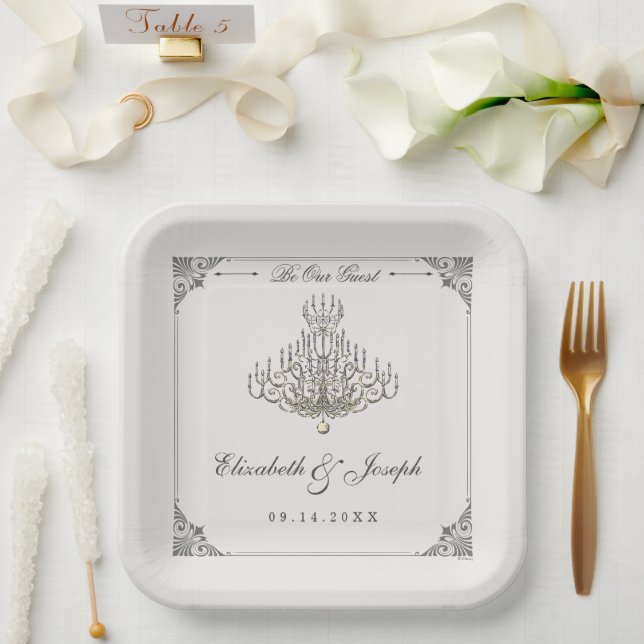 Beauty and the Beast | Fairy Tale Chandelier Weddi Paper Plates (Wedding)