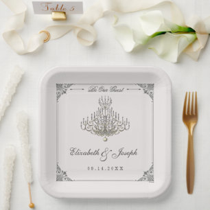 Beauty and the Beast Fairy Tale Chandelier Wedding Paper Plates