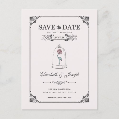 Beauty and the Beast  Fairy Tale _ Save the Date Postcard