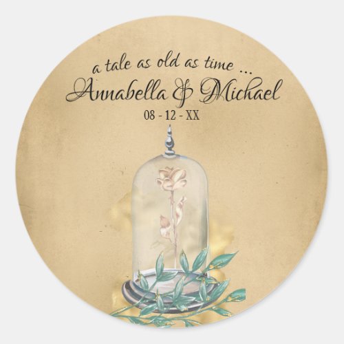 Beauty and the Beast Fairytale Rose Classic Round Sticker