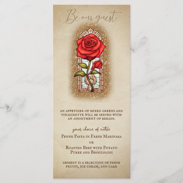 Beauty and the Beast Fairytale Rose Menu (Front)