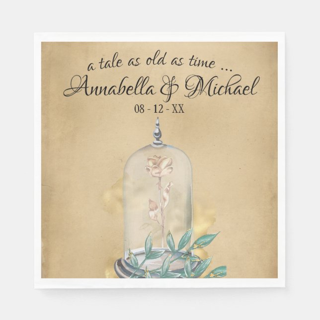 Beauty and the Beast Fairytale Rose Napkins (Front)