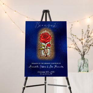 Beauty and the Beast Fairytale Rose on Blue Foam Board