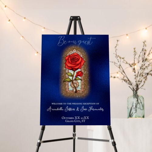 Beauty and the Beast Fairytale Rose on Blue Foam Board