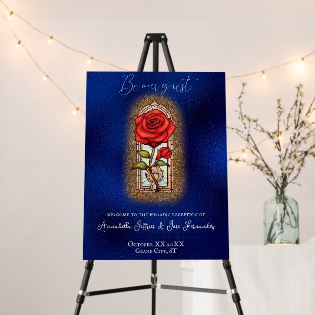 Beauty and the Beast Fairytale Rose on Blue Foam Board (In Situ (Stand))
