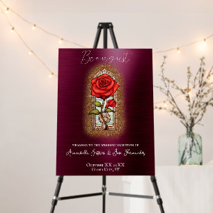 Beauty and the Beast Fairytale Rose on Burgundy Foam Board