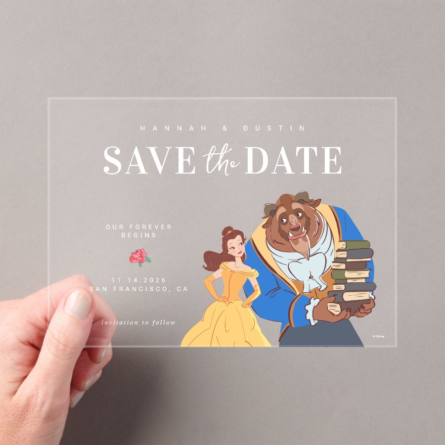 Beauty and the Beast Fairytale Save the Date Acrylic Invitations