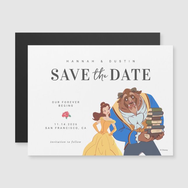 Beauty and the Beast Fairytale Save the Date Magnetic Invitation (Front/Back)