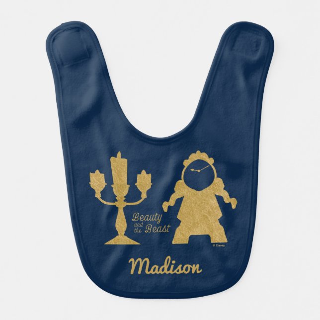 Beauty And The Beast | Lumiere & Cogsworth Baby Bib (Front)