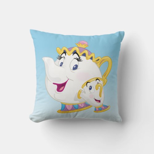 Beauty And The Beast  Mrs Potts And Chip Throw Pillow
