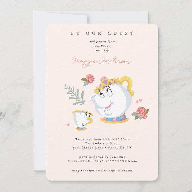 Beauty and the Beast - Mrs. Potts Baby Shower Invitation (Front)