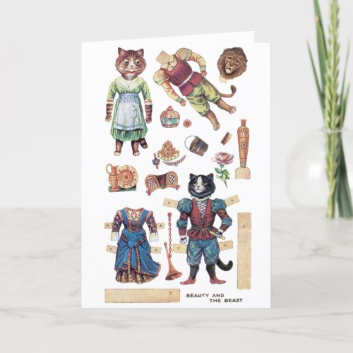 Beauty and the Beast Paper Doll Louis Wain Holiday Card