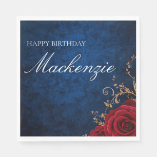 Beauty and the Beast Red Roses Custom Name Napkins