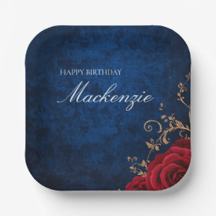 Beauty and the Beast Red Roses Custom Name Paper Plates