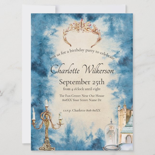 Beauty and the Beast Romantic Fairy Tale Invitation (Front)