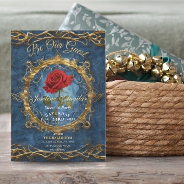 Beauty and the Beast Rose Customizable photo sweet Invitation (Creator Uploaded)