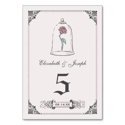 Beauty and the Beast  Rose Table Number