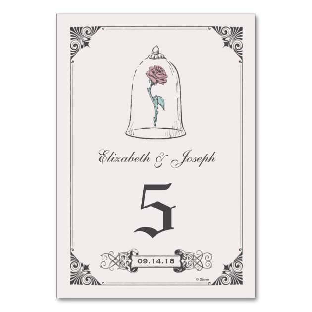 Beauty And The Beast | Rose Table Number Card