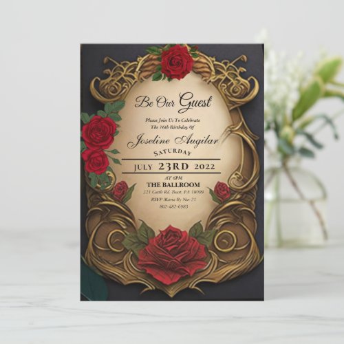 Beauty and the Beast Sweet 16 Invitations