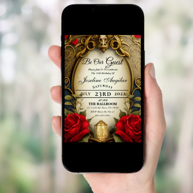 Beauty and the Beast Sweet 16 Invitations (Front Digital)