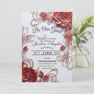 Beauty and the Beast Sweet 16 Roses Invitations