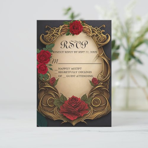 Beauty and the Beast Sweet 16 RSVP card