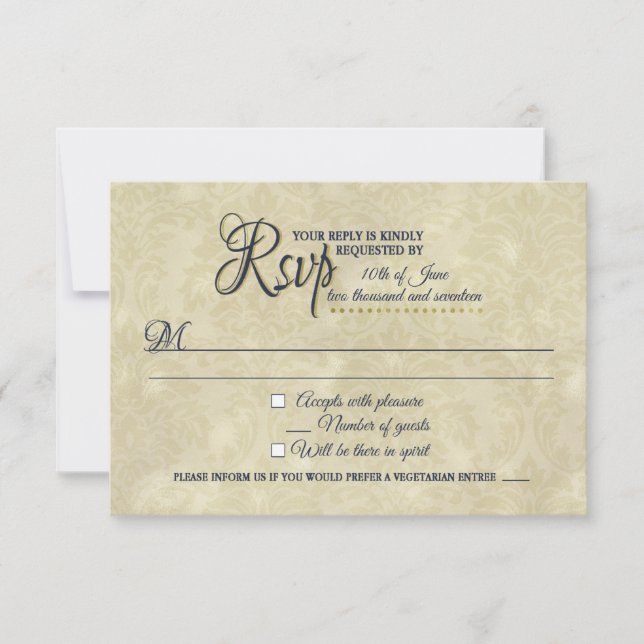 Beauty and the Beast themed wedding RSVP card (Front)