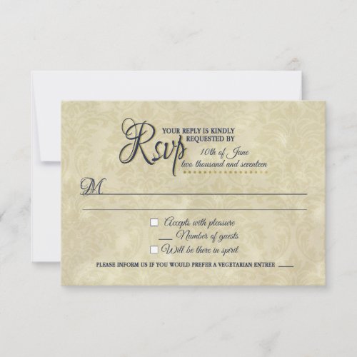 Beauty and the Beast themed wedding RSVP card